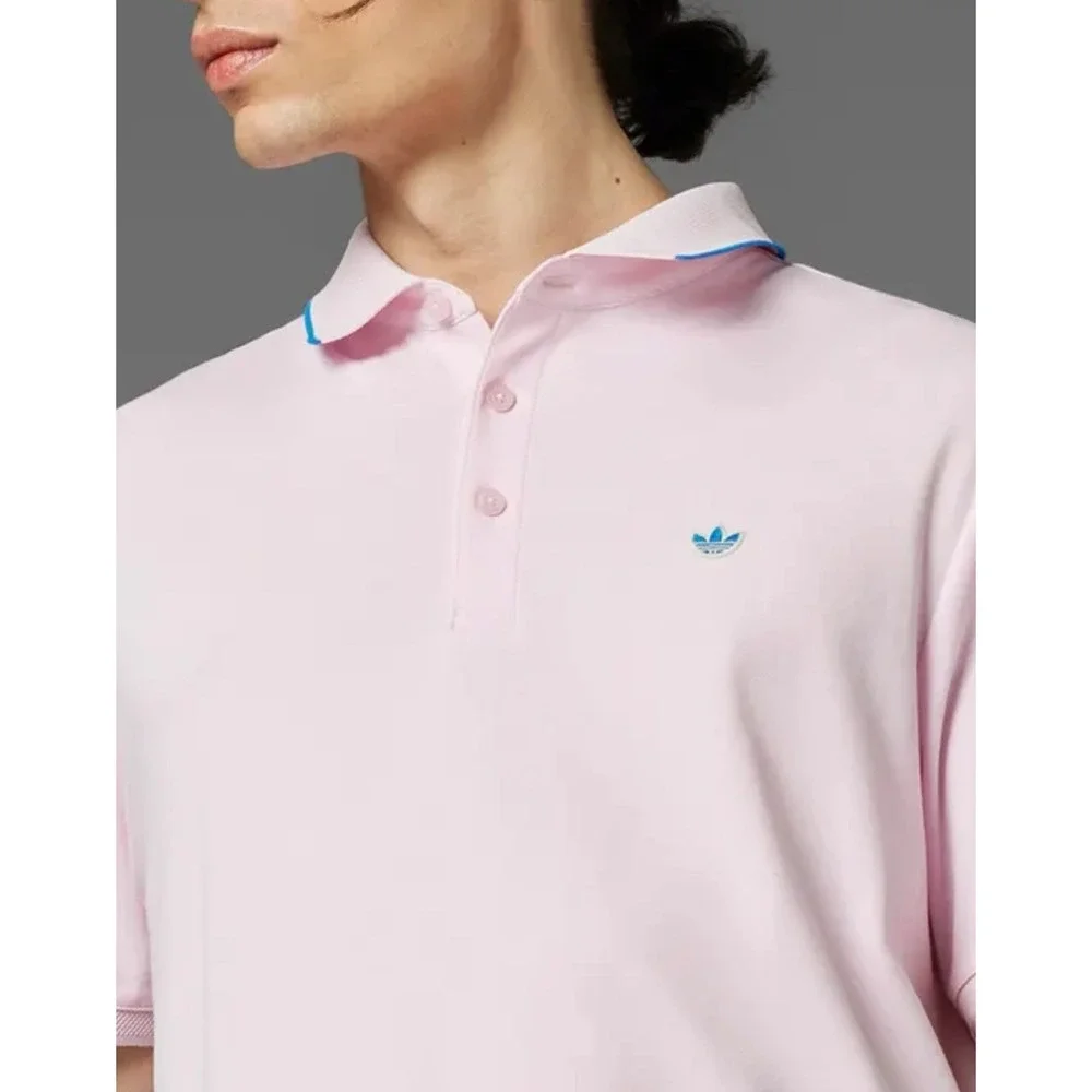 adidas Originals Men Twistknit‎ Trefoil Golf Polo JH3862 Short Sleeve PINK Small
